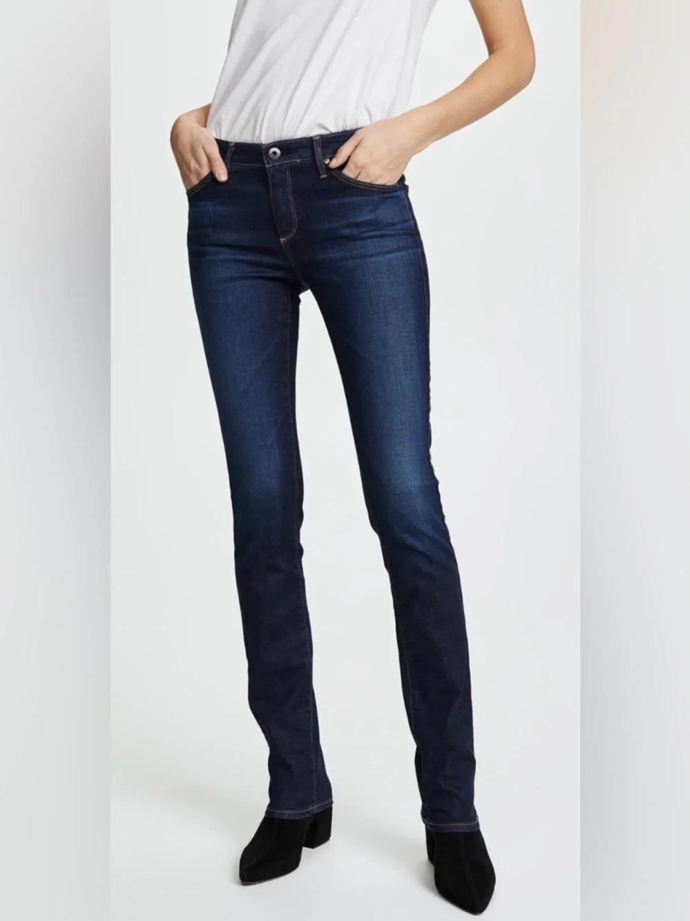 AG ADRIANO GOLDSCHMIED THE HARPER Essential straight Dark Blue jeans NWT 25